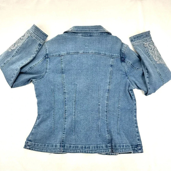 Christine Alexander 1990s Vintage Denim Jacket with Crystal Rhinestone Large - Picture 2 of 16